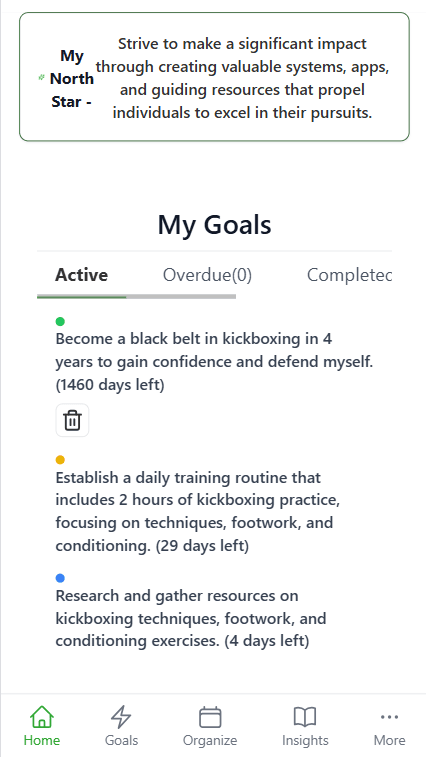 Goaliath mobile dashboard preview