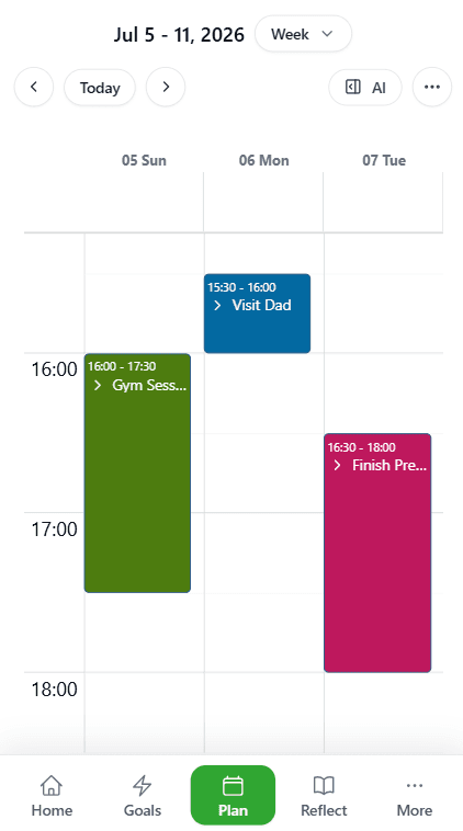 Goaliath mobile calendar preview